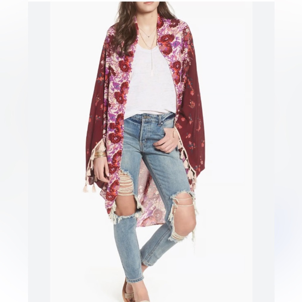 Free people Bali wrapped in blooms fringe kimono - Picture 2 of 6